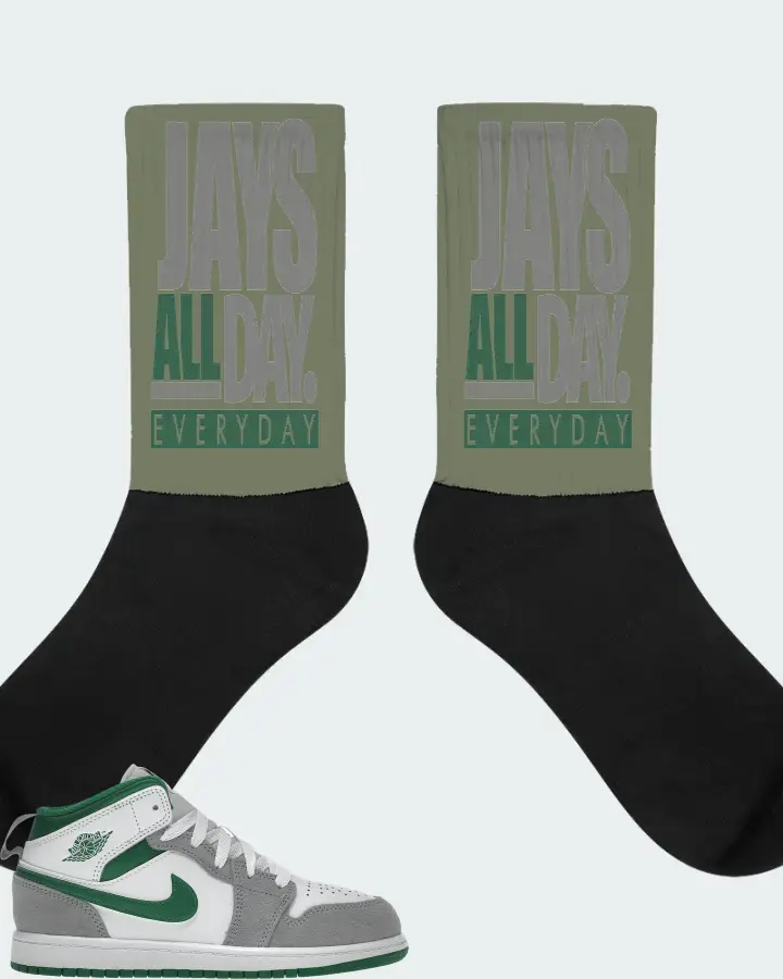 Jordan 1 Mid SE Sneaker Matching Olive Socks - Jays All Day