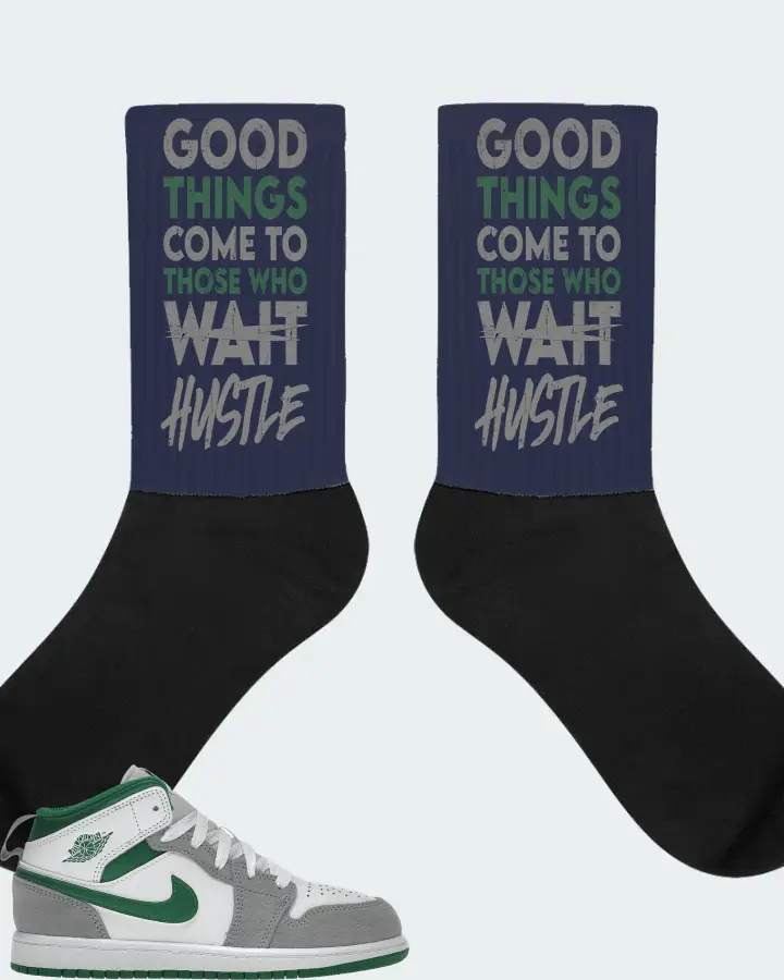 Jordan 1 Mid SE Sneaker Matching Navy Socks - Good Things Come