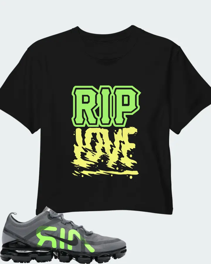 Nike Air VaporMax 2019 Cool Grey Volt Black Matching Crop Top