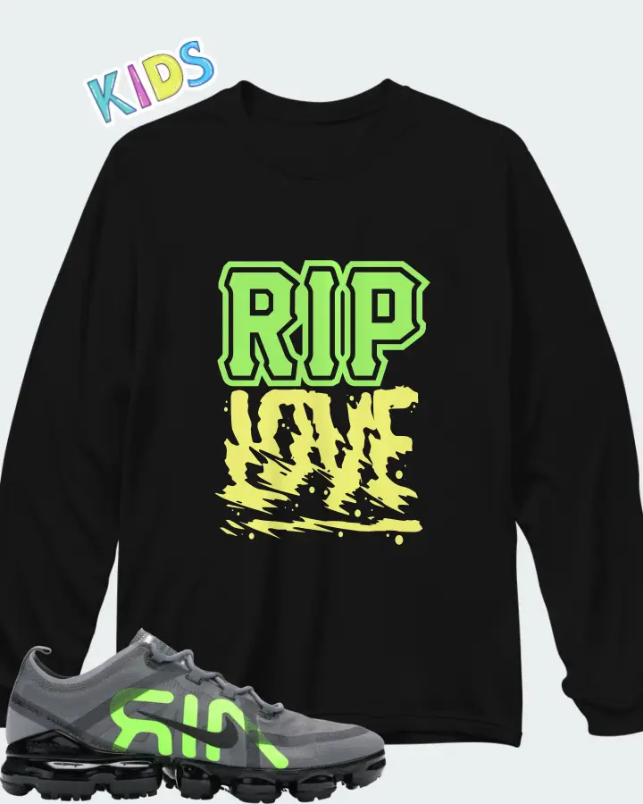Nike Air VaporMax 2019 Cool Grey Volt Black Matching Kid's Long Sleeve T-Shirt