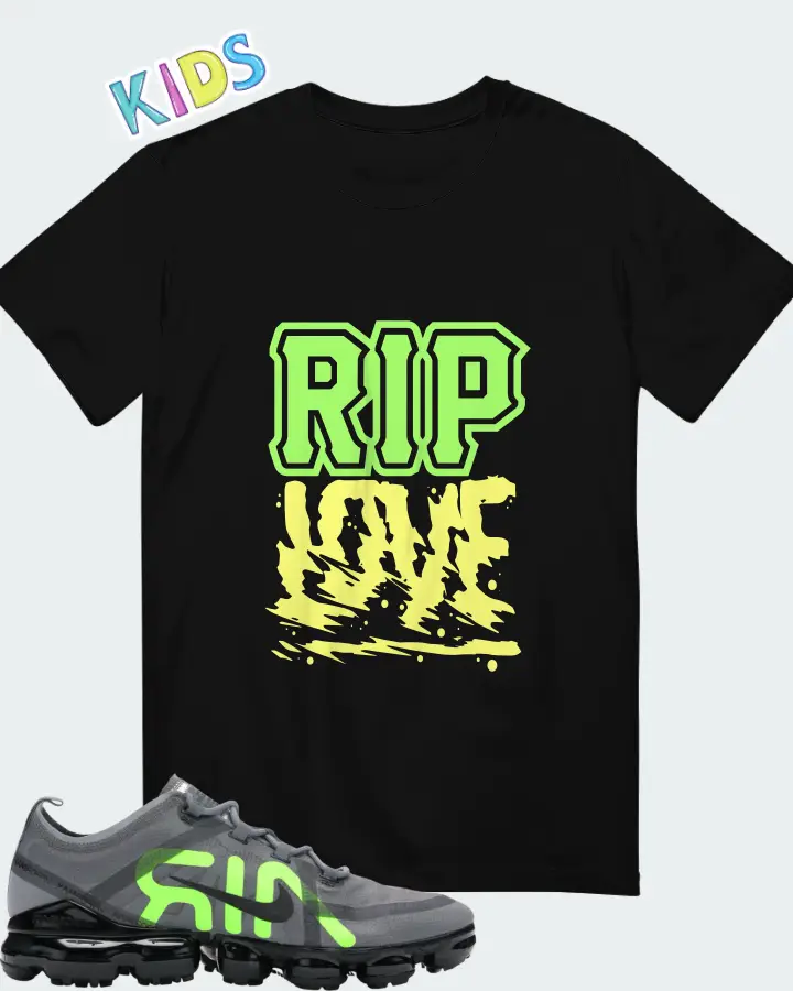 Nike Air VaporMax 2019 Cool Grey Volt Black Matching Kid's T-Shirt