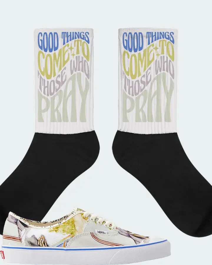 Vans Authentic Sneaker Matching White Socks - Good Things Come To Those Who Pray