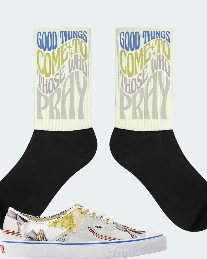 Vans Authentic Sneaker Matching Citron Socks - Good Things Come To Those Who Pray
