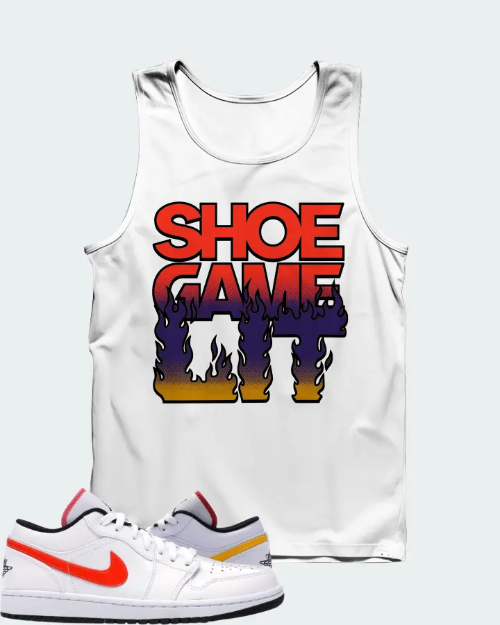 Jordan 1 Low Sneaker Matching White Tank Top - Shoe Game Lit Refreshed
