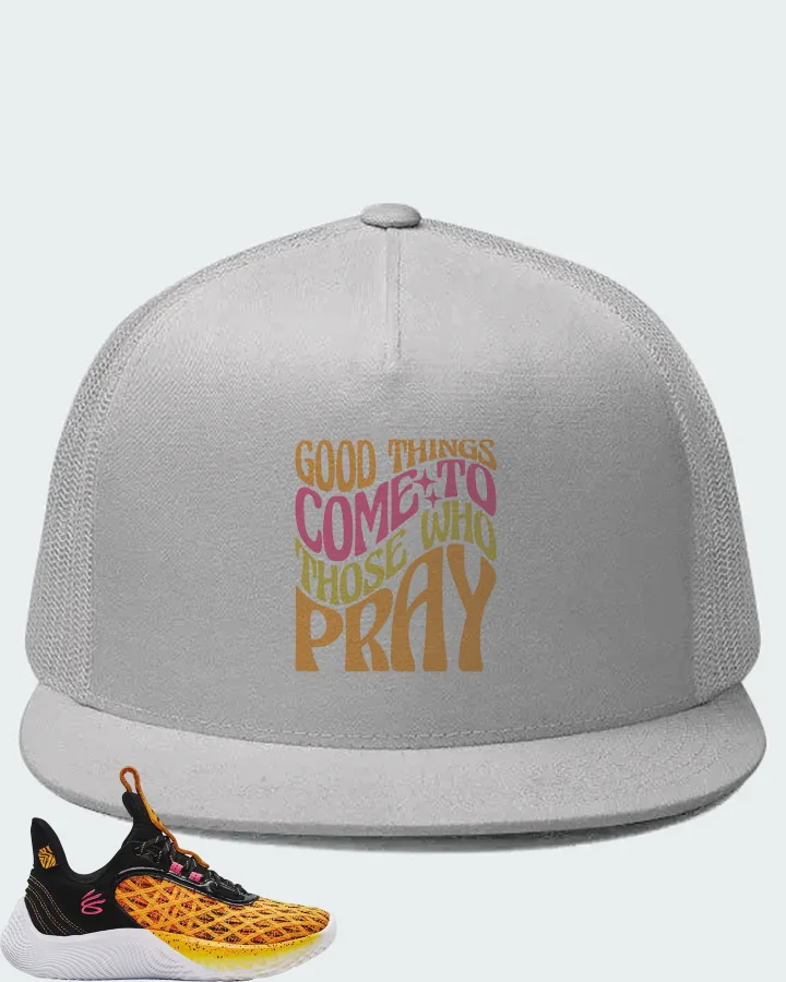 Under Armour Curry Flow 9 Sneaker Matching White Hat - Good Things Come To Those Who Pray