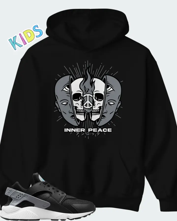 Nike Air Huarache Black Cool Grey Matching Kid's Hoodie