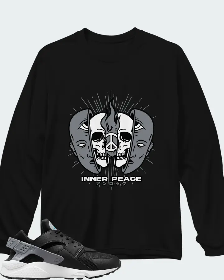Nike Air Huarache Black Cool Grey Matching Long Sleeve T-Shirt