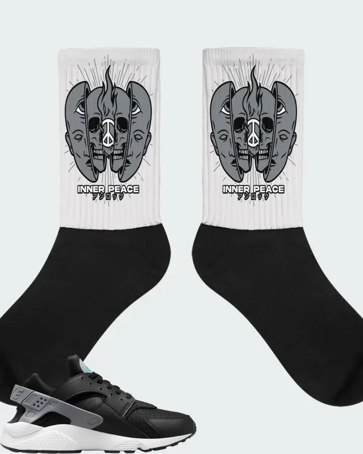 Nike Air Huarache Black Cool Grey Matching Socks