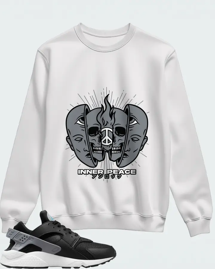 Nike Air Huarache Black Cool Grey Matching Sweatshirt