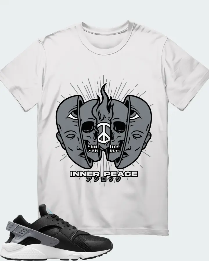Nike Air Huarache Black Cool Grey Matching T-Shirt