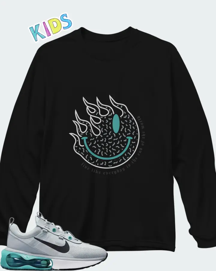 Nike Air Max 2021 Teal Wolf Grey Matching Kid's Long Sleeve T-Shirt