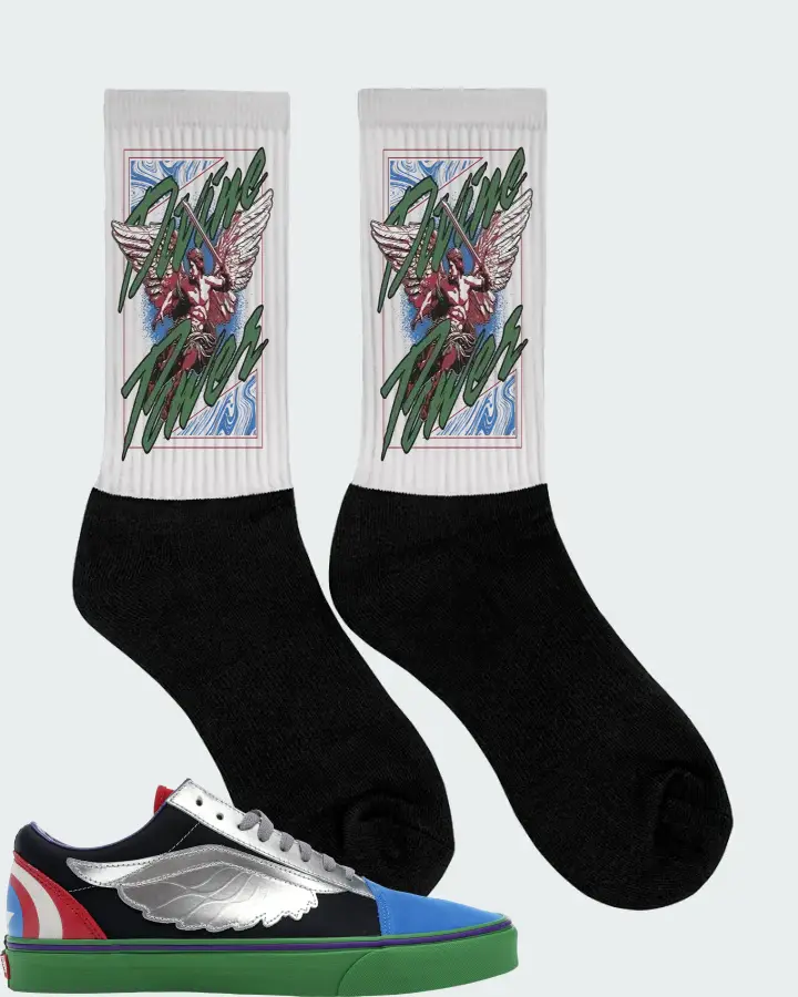 Vans Old Skool Sneaker Matching White Socks (Divine Power) - View 2