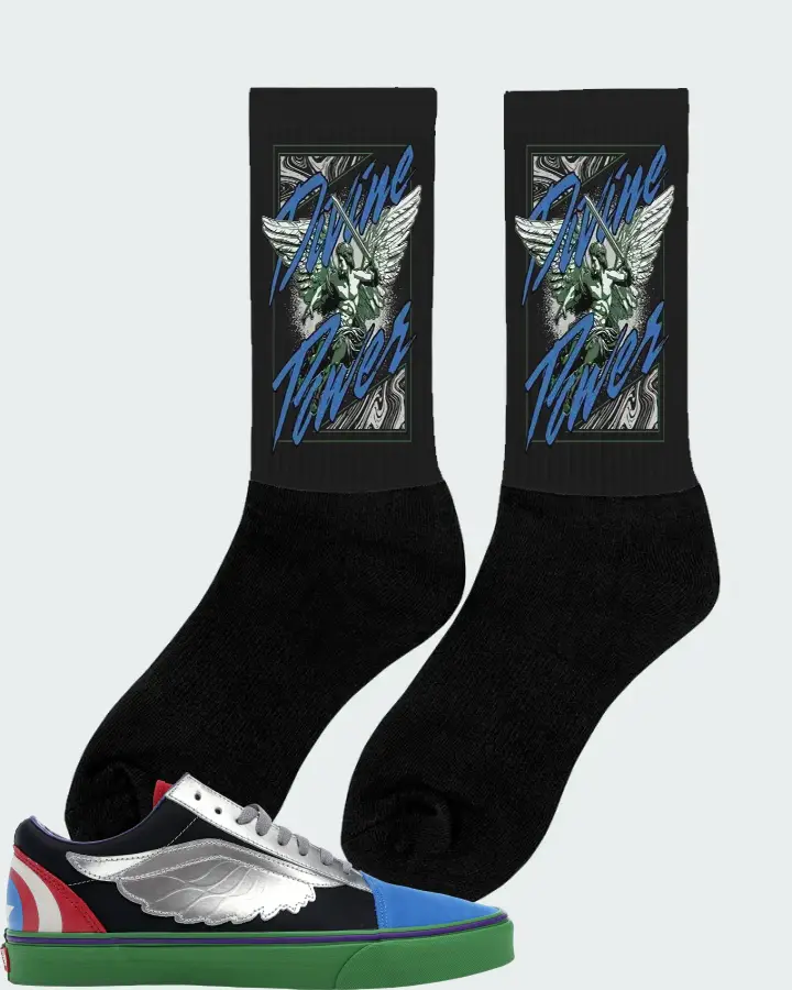 Vans Old Skool Sneaker Matching Black Socks (Divine Power) - View 3