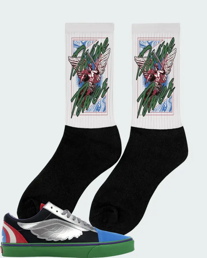 Vans Old Skool Sneaker Matching White Socks (Divine Power) - View 3