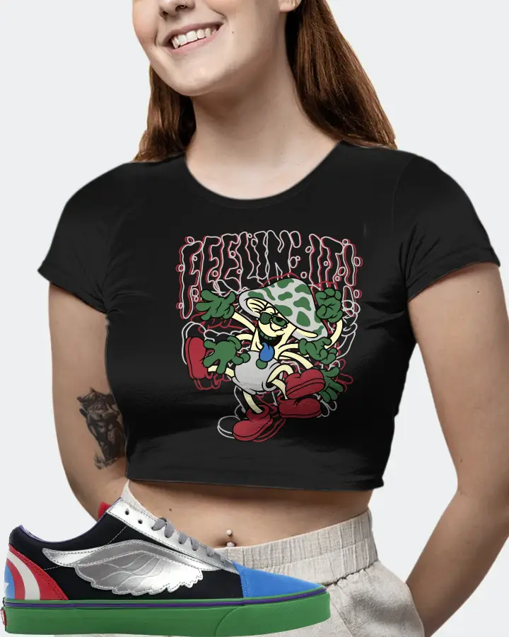 Vans Old Skool Sneaker Matching Black Crop Top (Feeling It) - View 6