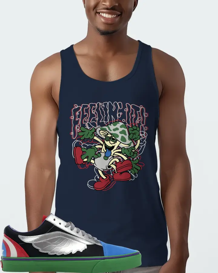 Vans Old Skool Sneaker Matching Navy Tank Top (Feeling It) - View 2
