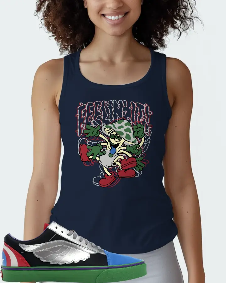 Vans Old Skool Sneaker Matching Navy Tank Top (Feeling It) - View 3