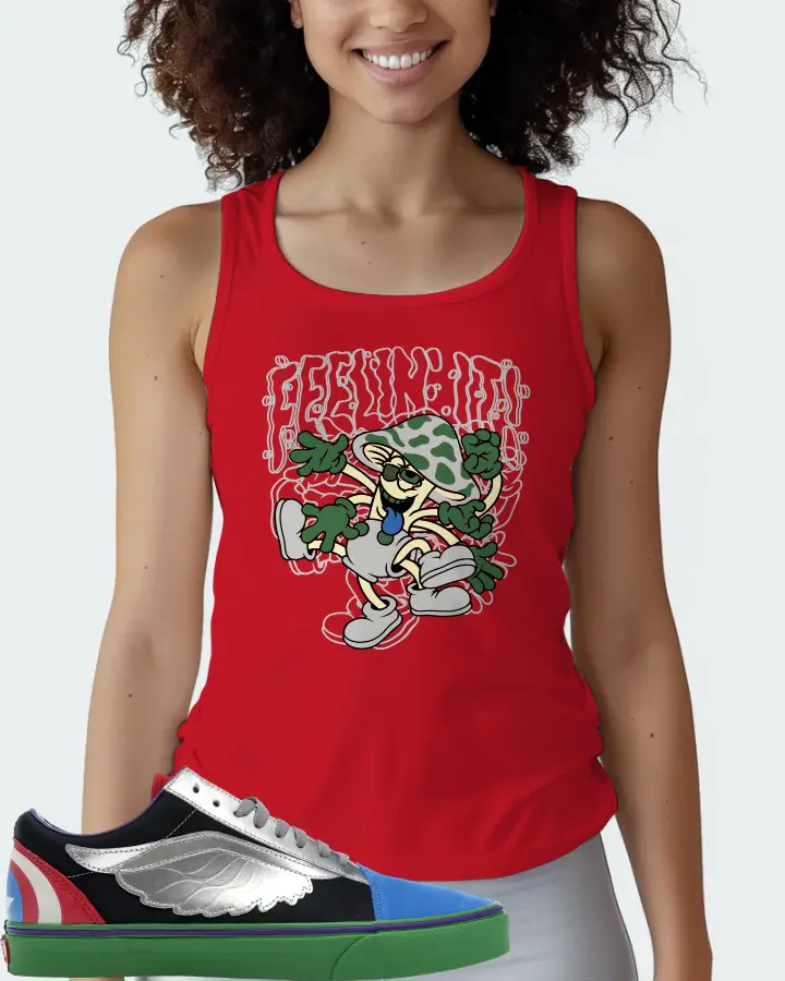 Vans Old Skool Sneaker Matching Red Tank Top (Feeling It) - View 3