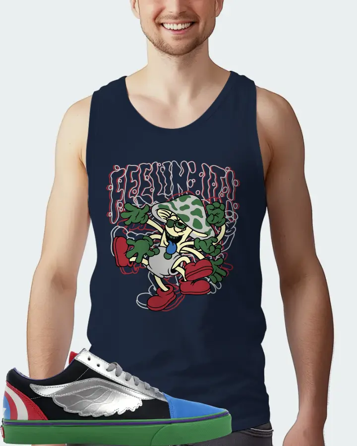 Vans Old Skool Sneaker Matching Navy Tank Top (Feeling It) - View 4