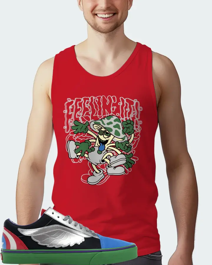 Vans Old Skool Sneaker Matching Red Tank Top (Feeling It) - View 4