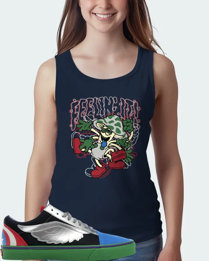 Vans Old Skool Sneaker Matching Navy Tank Top (Feeling It) - View 5