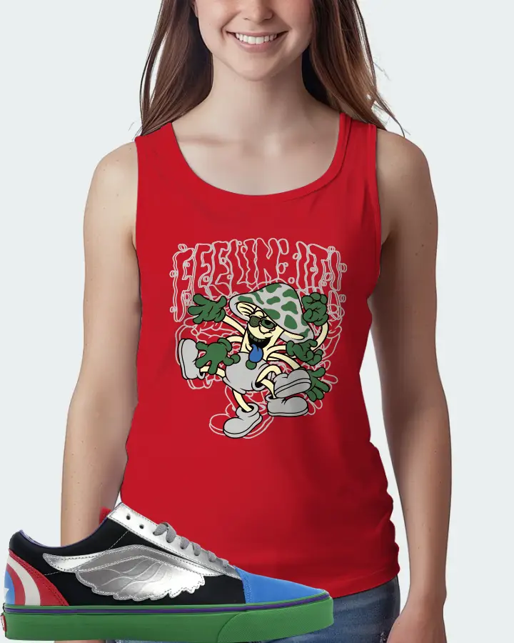Vans Old Skool Sneaker Matching Red Tank Top (Feeling It) - View 5
