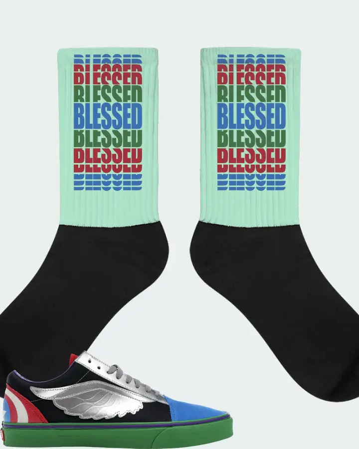 Vans Old Skool Sneaker Matching Mint Socks - BLESSED Many Times