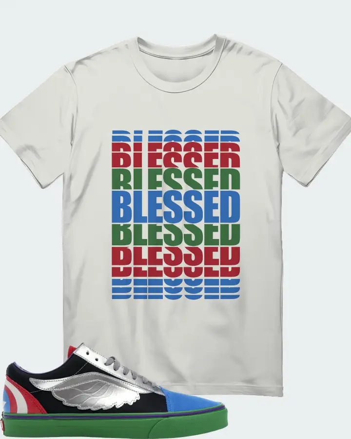 Vans Old Skool Sneaker Matching Silver T-Shirt - BLESSED Many Times