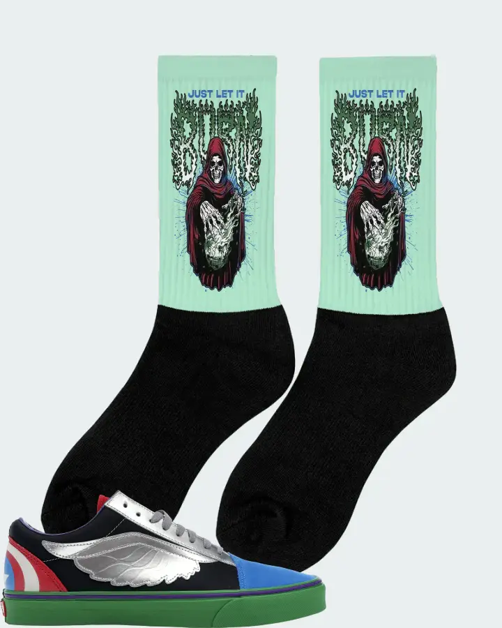 Vans Old Skool Sneaker Matching Mint Socks (Just Let It Burn) - View 3
