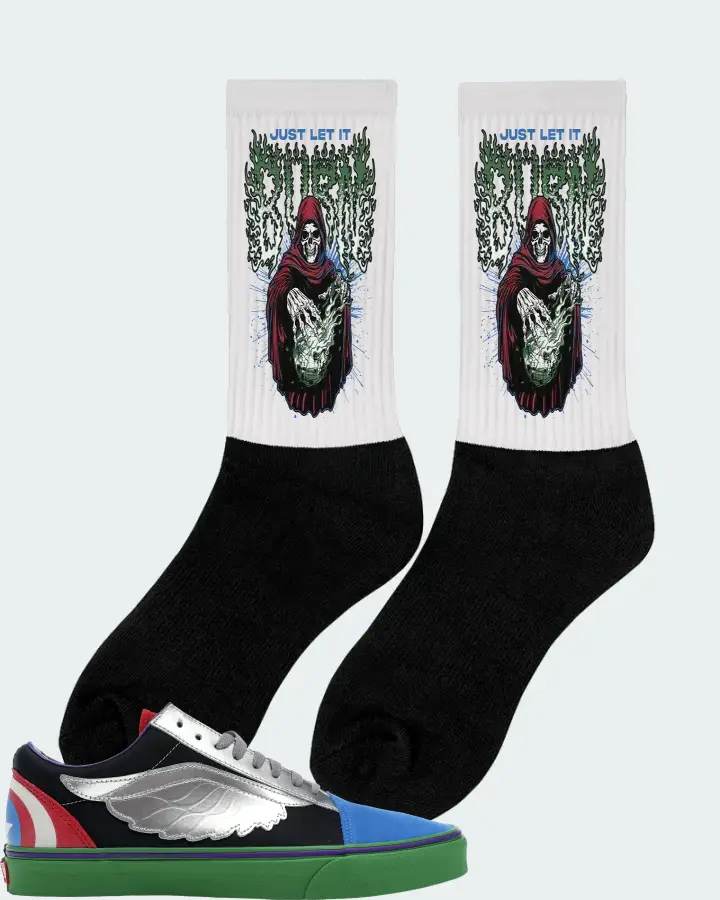 Vans Old Skool Sneaker Matching White Socks (Just Let It Burn) - View 3