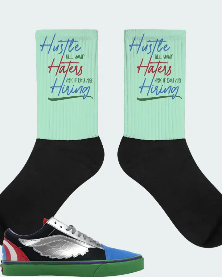 Vans Old Skool Sneaker Matching Mint Socks - HUSTLE TILL YOUR HATERS ASK