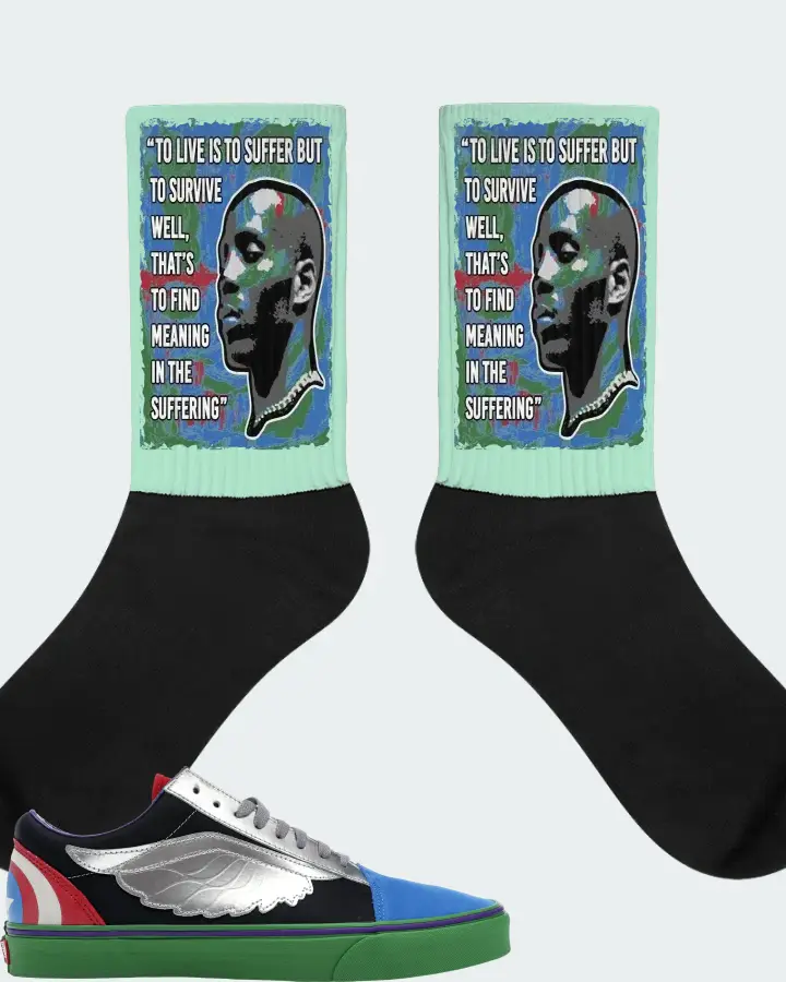 Vans Old Skool Sneaker Matching Mint Socks - DMX Suffer Quote