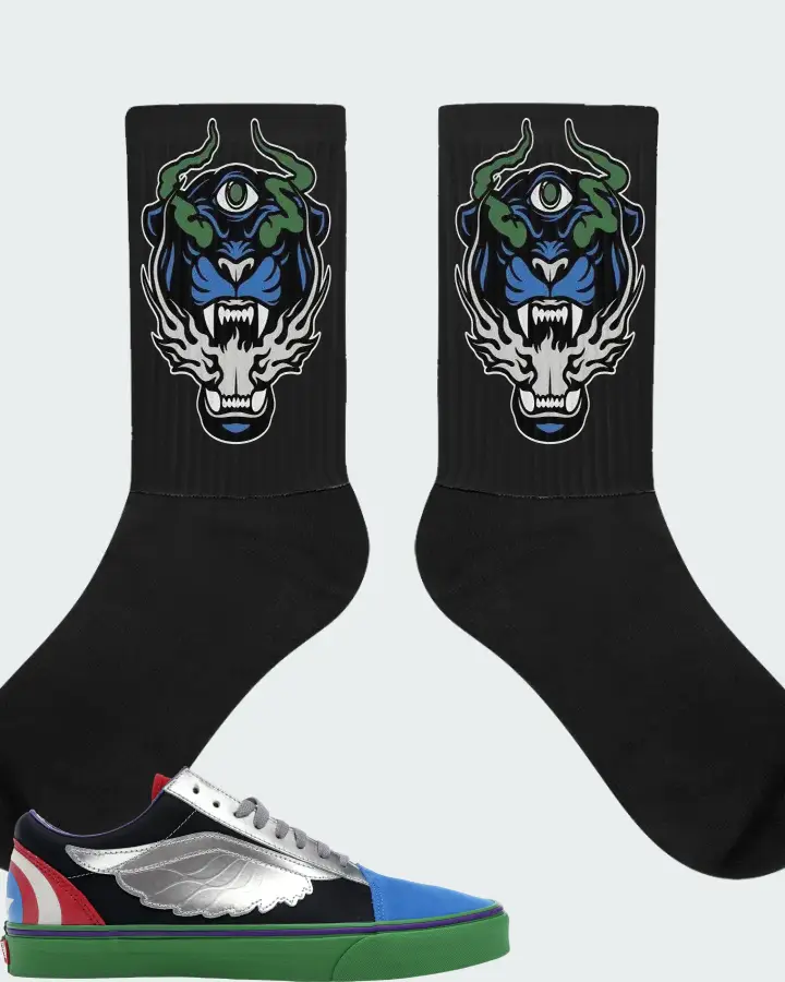 Vans Old Skool Sneaker Matching Black Socks (The Beast) - View 1