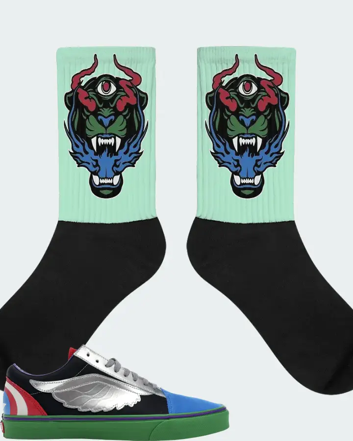 Vans Old Skool Sneaker Matching Mint Socks (The Beast) - View 1