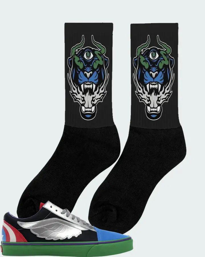 Vans Old Skool Sneaker Matching Black Socks (The Beast) - View 3