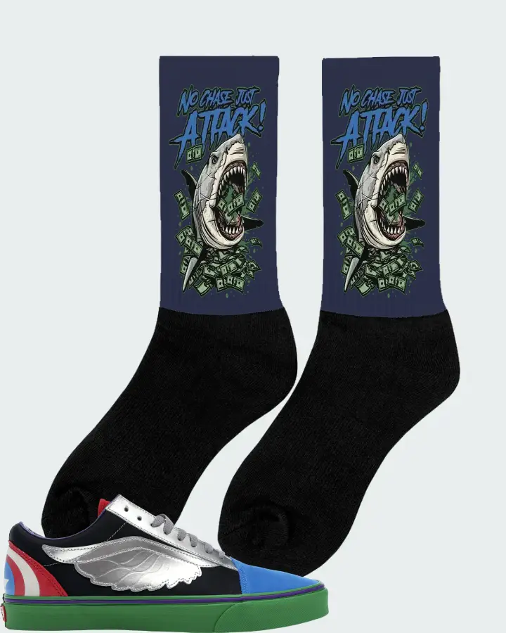 Vans Old Skool Sneaker Matching Navy Socks (No Chase, Just Attack) - View 3
