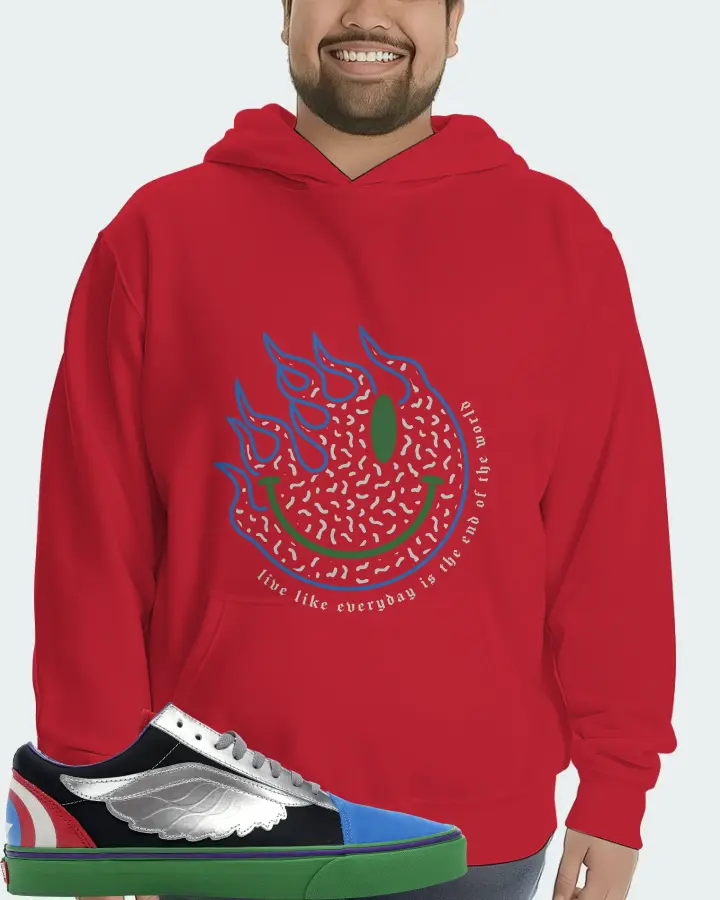 Vans Old Skool Sneaker Matching Red Hoodie (Keep Smiling) - View 6
