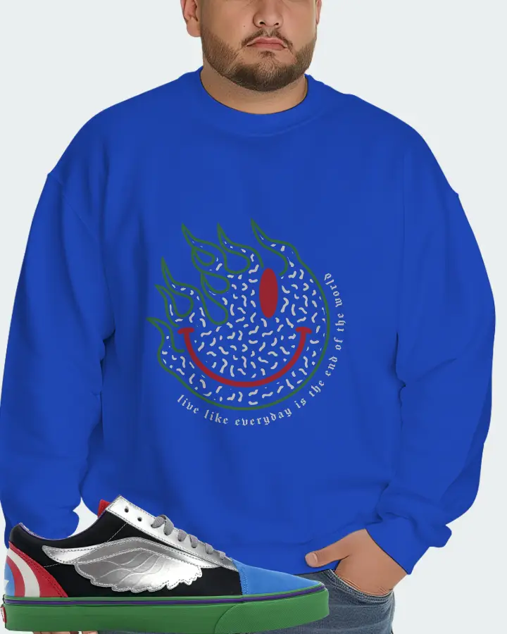 Vans Old Skool Sneaker Matching Royal Blue Sweatshirt (Keep Smiling) - View 6