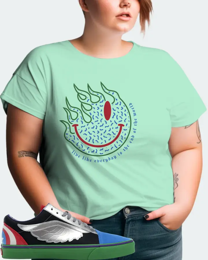 Vans Old Skool Sneaker Matching Mint T-Shirt (Keep Smiling) - View 11