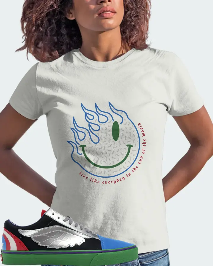 Vans Old Skool Sneaker Matching Ash T-Shirt (Keep Smiling) - View 3
