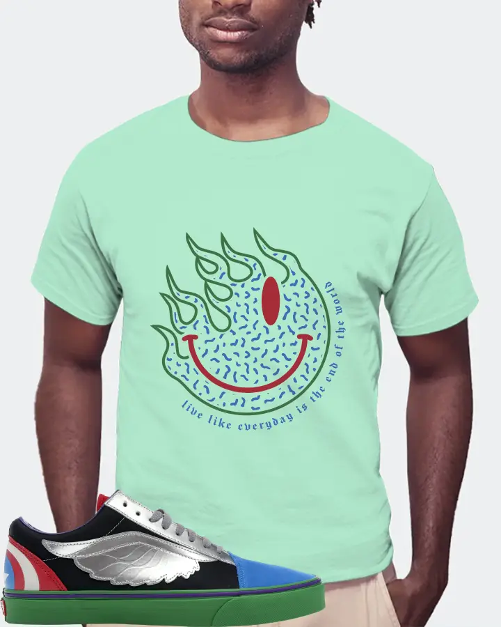 Vans Old Skool Sneaker Matching Mint T-Shirt (Keep Smiling) - View 4