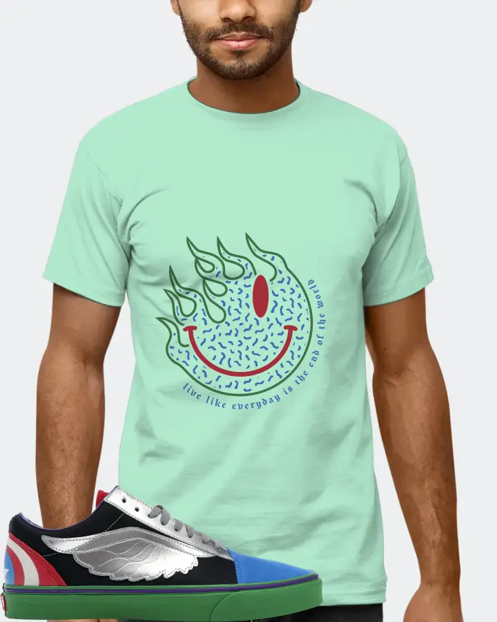 Vans Old Skool Sneaker Matching Mint T-Shirt (Keep Smiling) - View 6