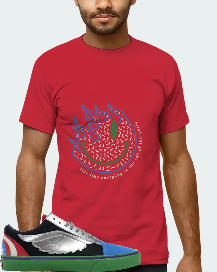 Vans Old Skool Sneaker Matching Red T-Shirt (Keep Smiling) - View 6