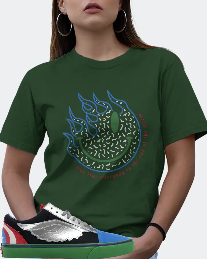 Vans Old Skool Sneaker Matching Forest T-Shirt (Keep Smiling) - View 7