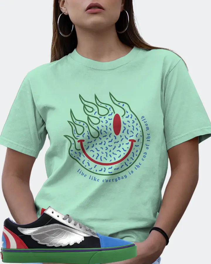 Vans Old Skool Sneaker Matching Mint T-Shirt (Keep Smiling) - View 7
