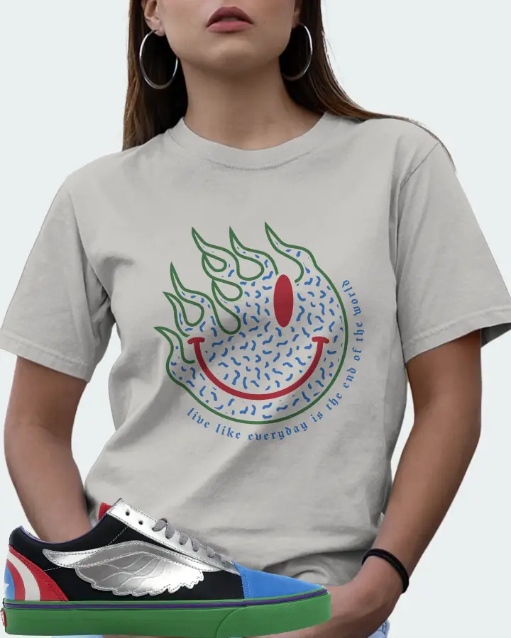 Vans Old Skool Sneaker Matching Grey T-Shirt (Keep Smiling) - View 7