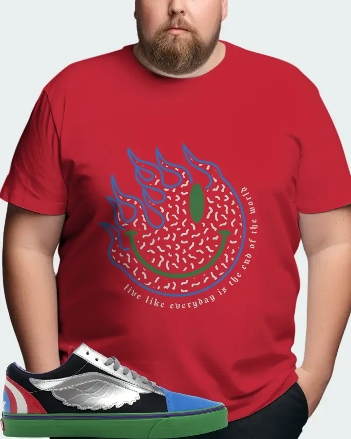 Vans Old Skool Sneaker Matching Red T-Shirt (Keep Smiling) - View 8