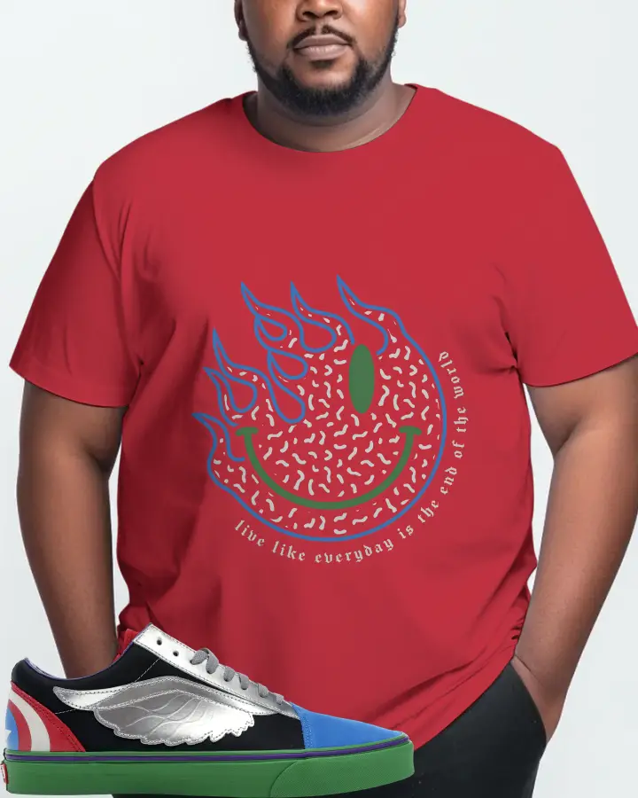 Vans Old Skool Sneaker Matching Red T-Shirt (Keep Smiling) - View 10