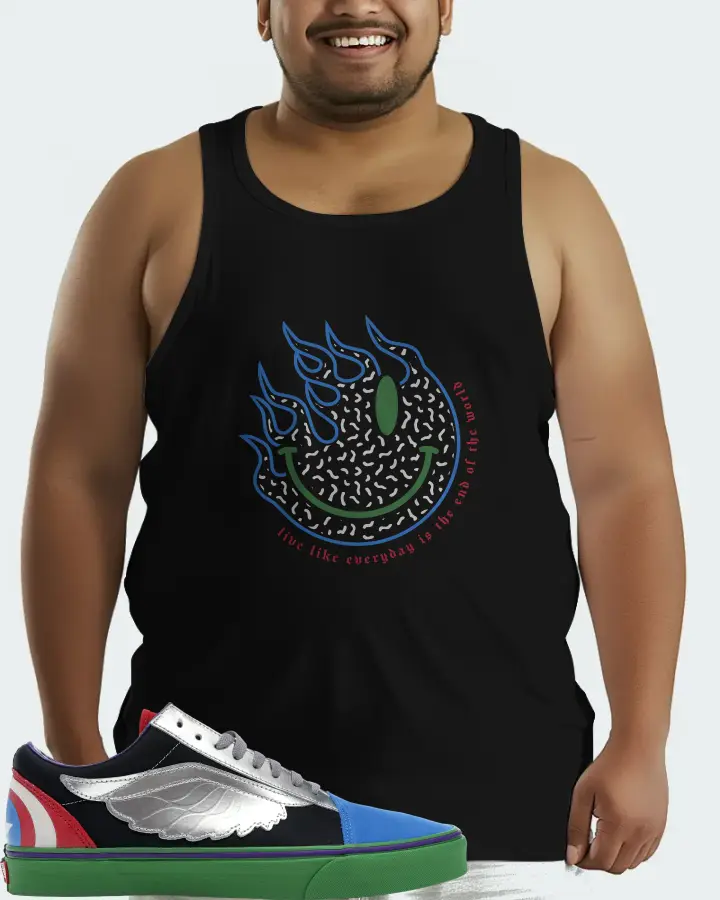 Vans Old Skool Sneaker Matching Black Tank Top (Keep Smiling) - View 6