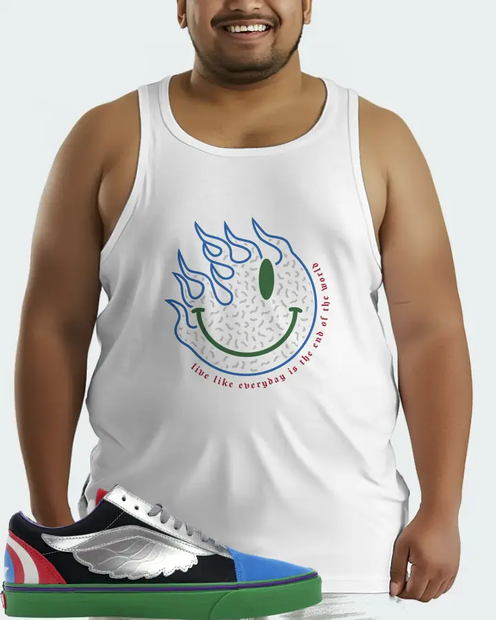 Vans Old Skool Sneaker Matching White Tank Top (Keep Smiling) - View 6